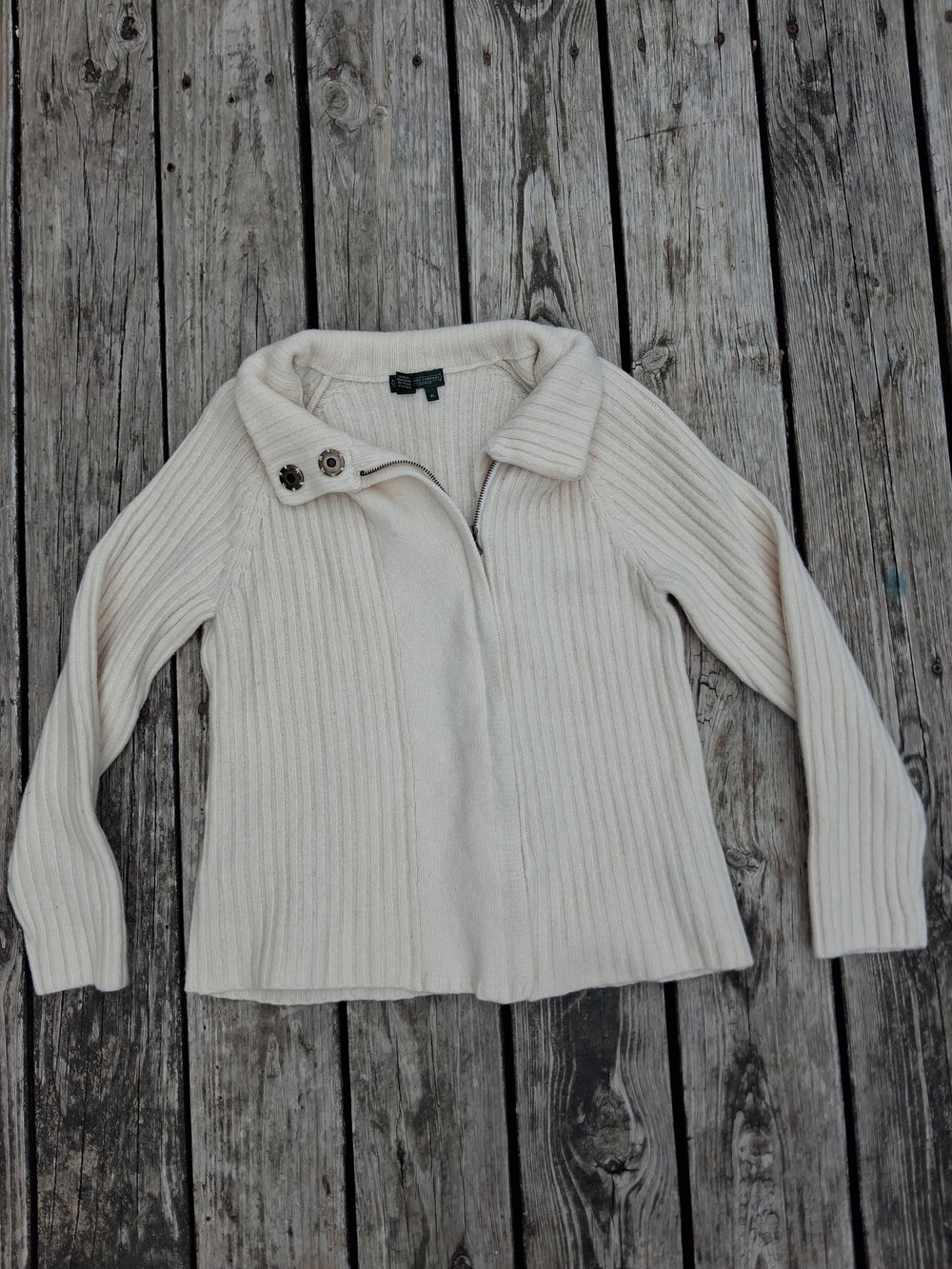 Ralph Lauren Green Label 100% Lambswool Ribbed Zip Cardigan with Collar